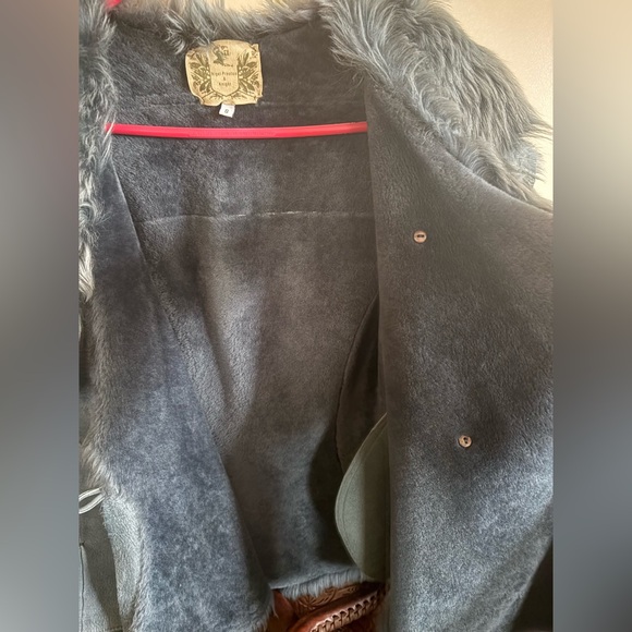 Nigel Preston & Brenda Knight shearling fur blue gray coat - Picture 7 of 13